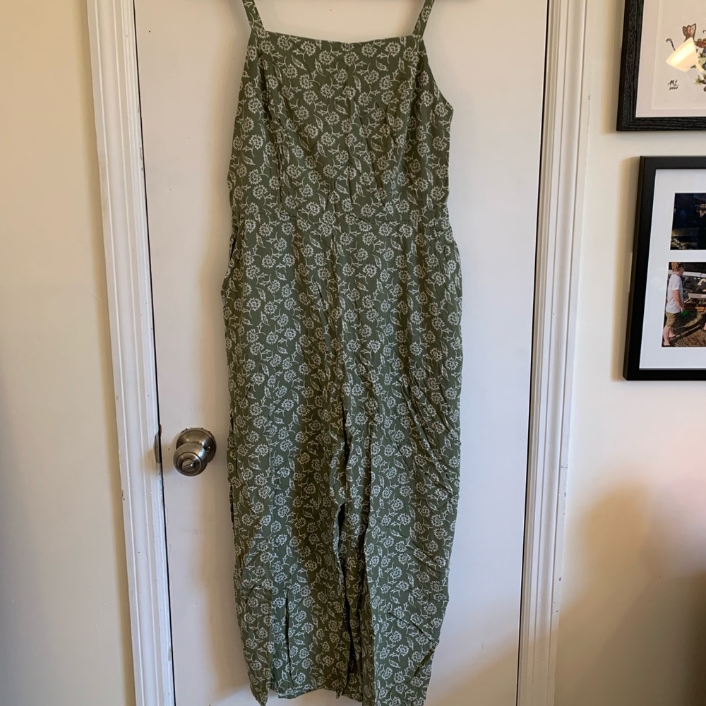 Old Navy Sage Green Smocked Back Jumpsuit size Medium